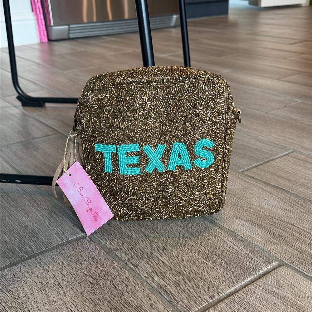 Bespoke Gold Crossbody Bag with Turquoise Accents